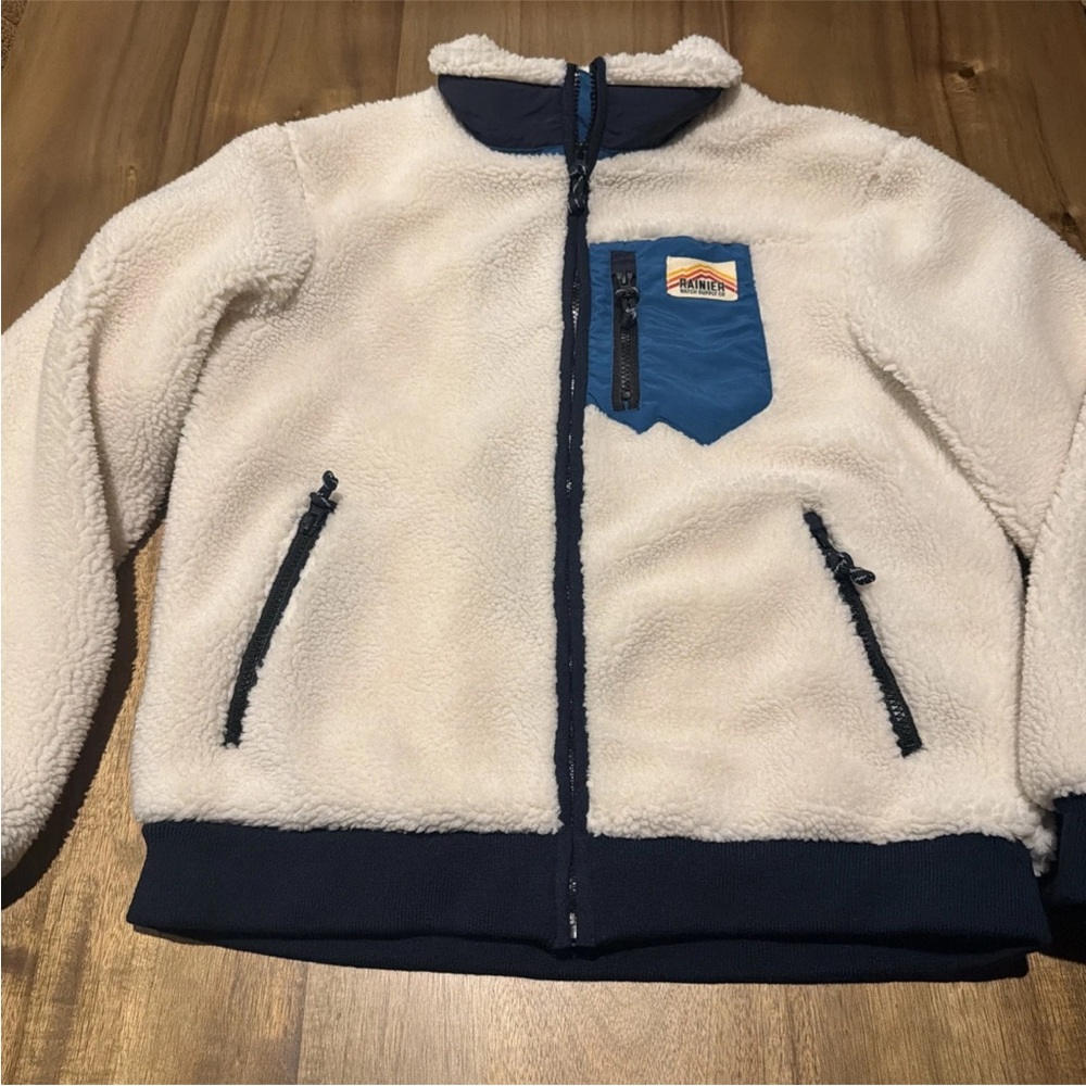 Rainier Watch Turbo SuperFleece Jacket - Lined Recycled Fleece - Cream Sz Small